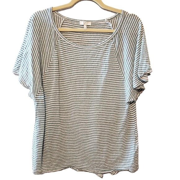 Joie Womens oversized 100% Linen green white striped tee size XS Short sleeve - Picture 1 of 10